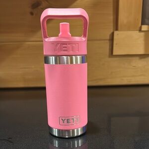 YETI Pink and Silver Water Bottle